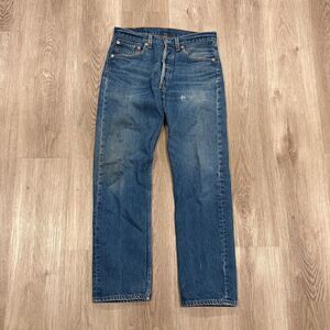 Vintage 90s Levis 501xx Jeans Mens 31x30 Blue Original Fit Button Fly Distressed